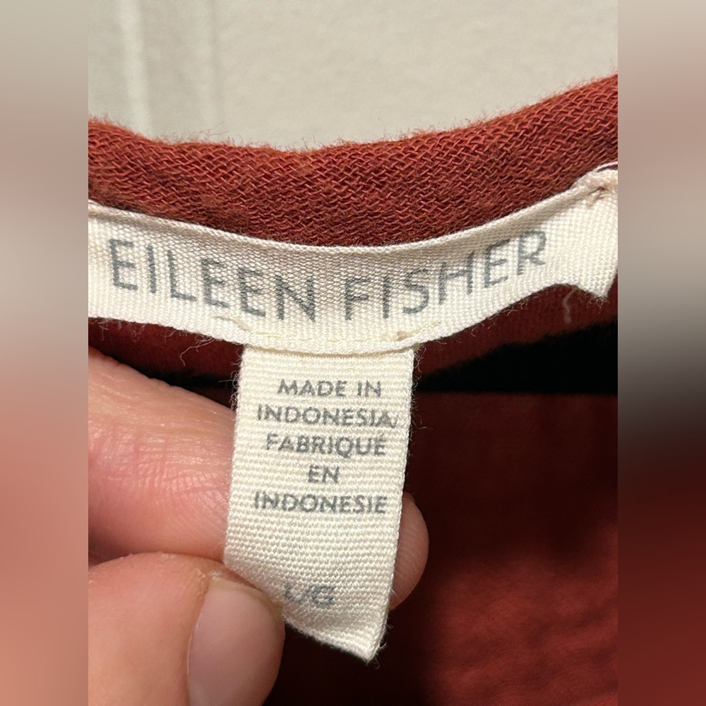 Eileen Fisher Organic Cotton Gauze Top in Rust , size Large - Picture 9 of 10